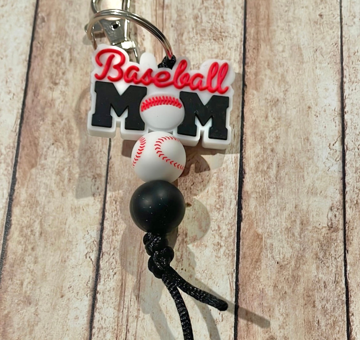 Baseball mom zipper pull