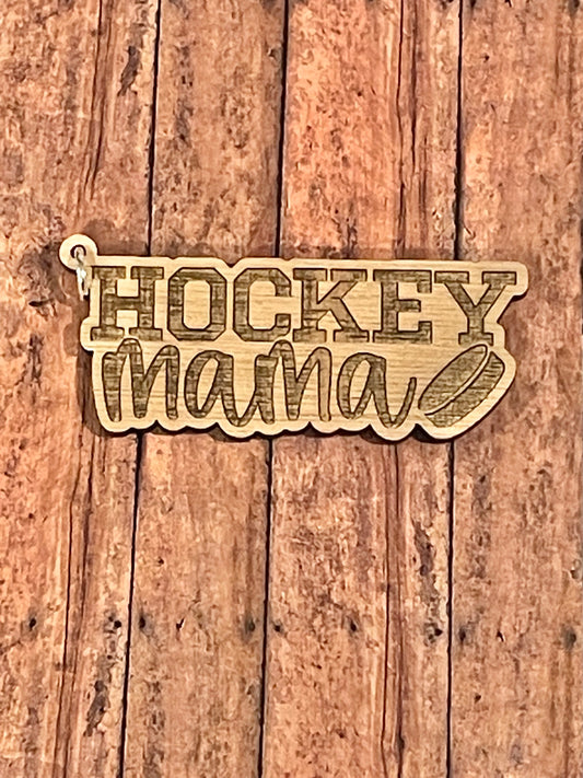 Hockey mama wooden tag