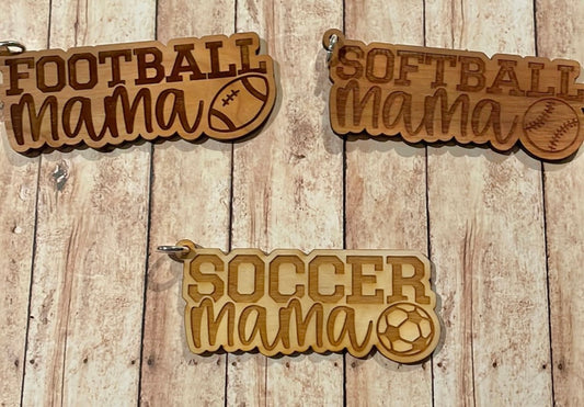 Sports mama wooden tag