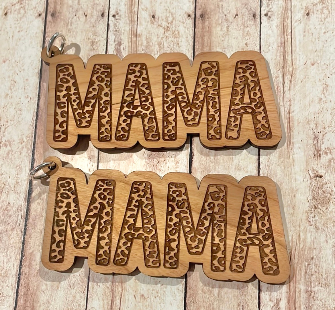 Large leopard mama wooden tag