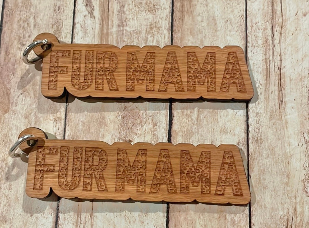 Fur mama wooden tag