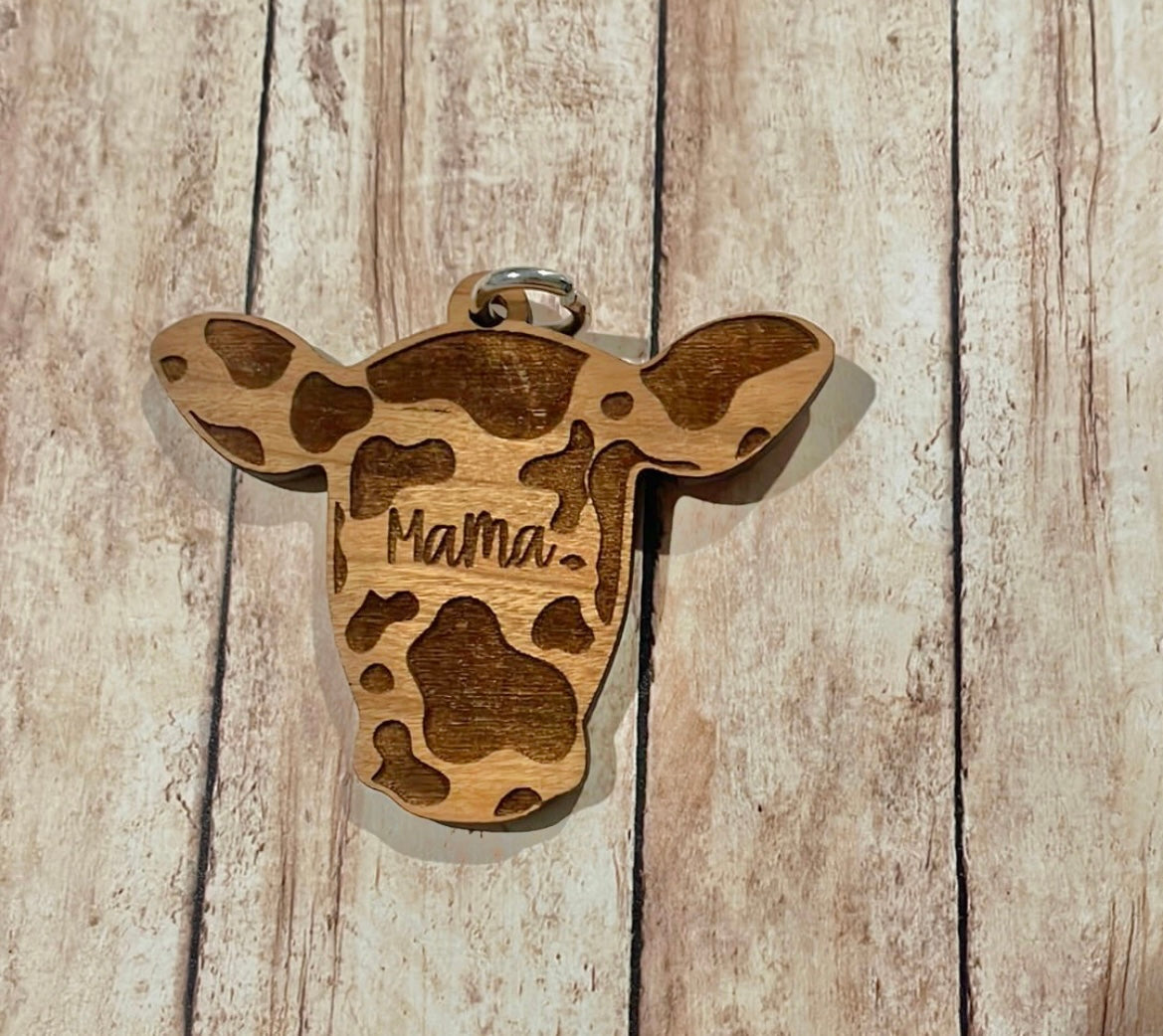 Cow mama wooden tag